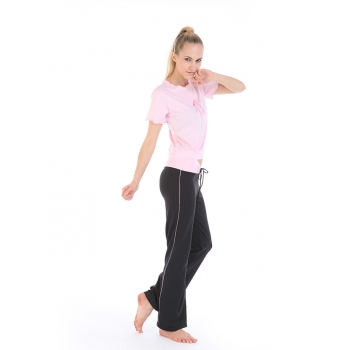 Yoga Casual Workout Clothes Summer Suits(Edge waves Rope Short sleeve T-Shirt+Drawstring Pants)